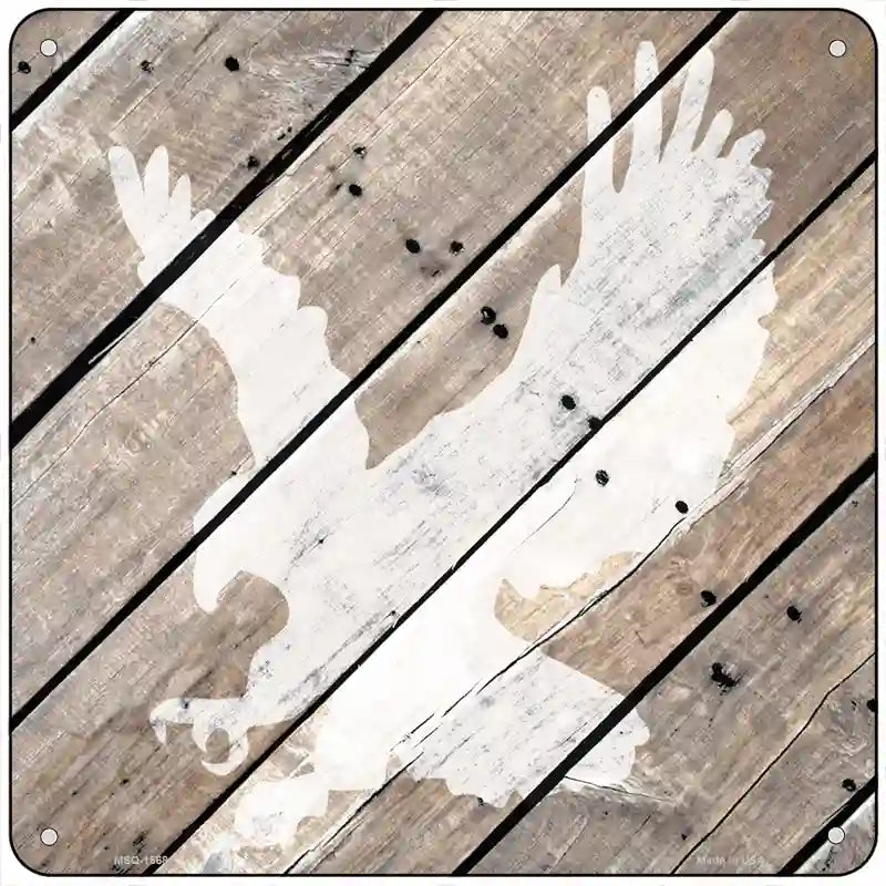 Eagle Silhouette Wood Plank Novelty Metal Square Sign 6" (MSQ)