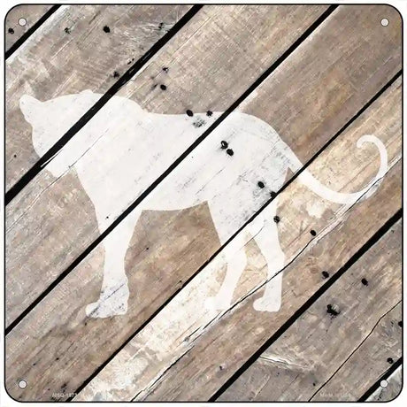 Puma Silhouette Wood Plank Novelty Metal Square Sign 6" (MSQ)