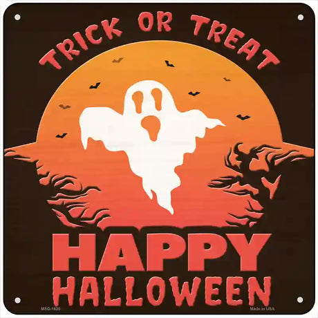 Trick or Treat Ghost Novelty Metal Square Sign 6" (MSQ)