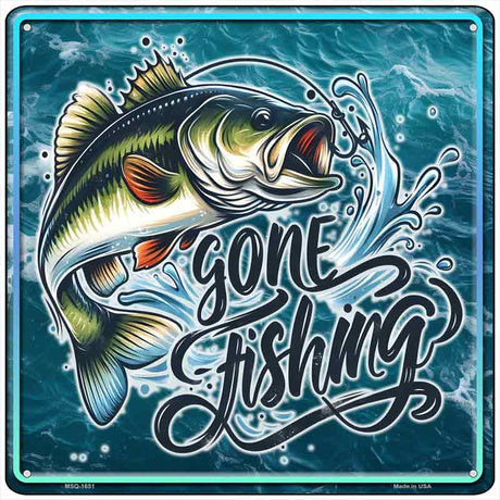 Gone Fishing Novelty Metal Square Sign SQ-1651