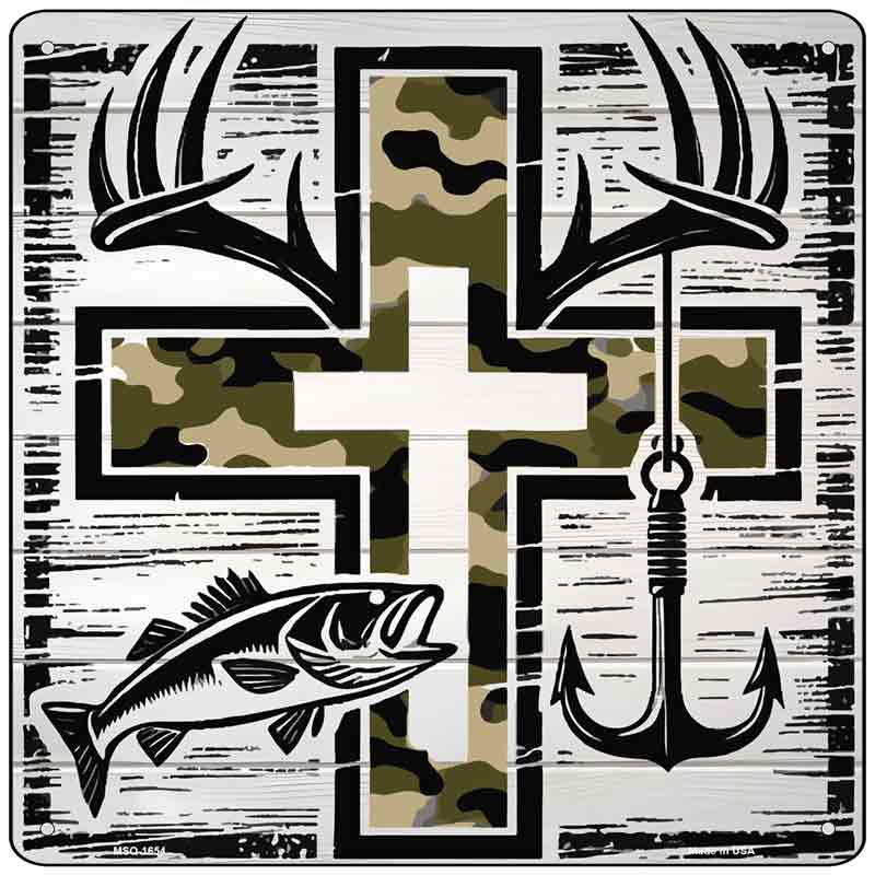 Faith Camo and the Outdoors Novelty Metal Square Sign SQ-1654