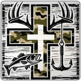 Faith Camo and the Outdoors Novelty Metal Square Sign SQ-1654