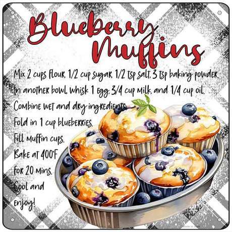 Blueberry Muffins Recipe Novelty Metal Square Sign SQ-1679