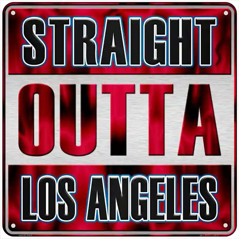 Straight Outta Los Angeles Red Novelty Metal Square Sign 6" (MSQ)