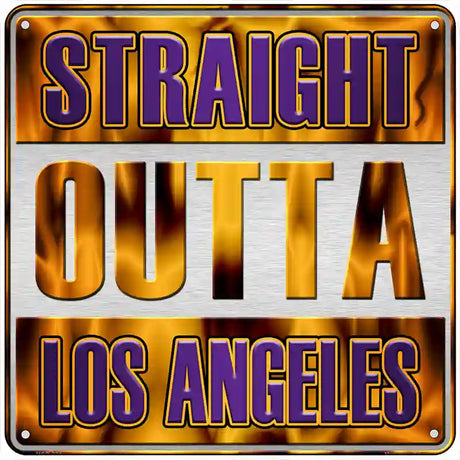 Straight Outta Los Angeles Purple Novelty Metal Square Sign 6" (MSQ)