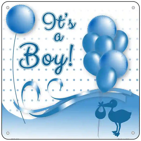 Its A Boy With Balloons Novelty Metal Square Sign 6" (MSQ)