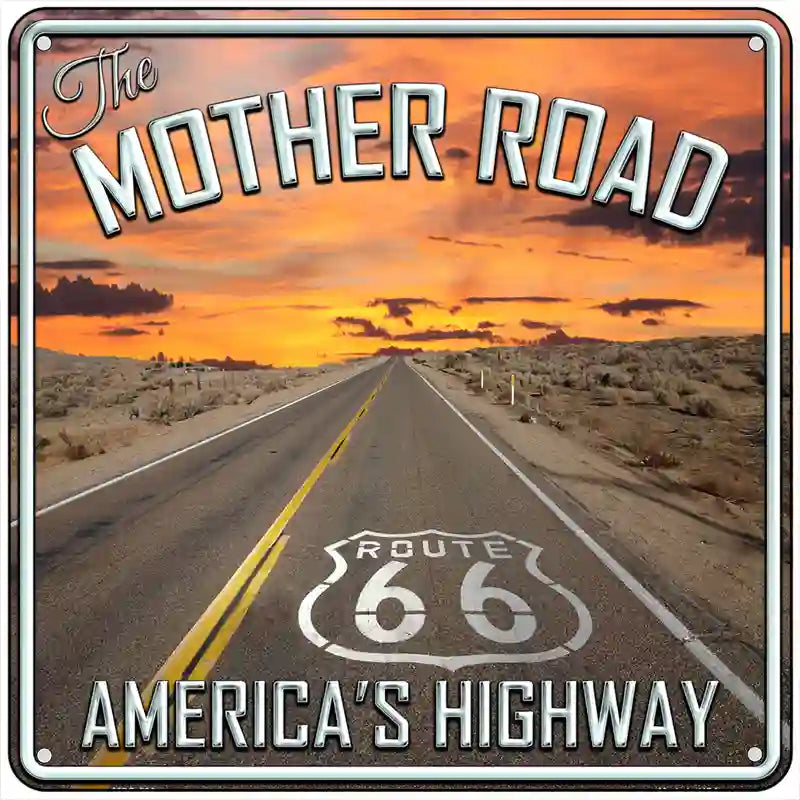 The Mother Road Novelty Metal Square Sign 6" (MSQ)