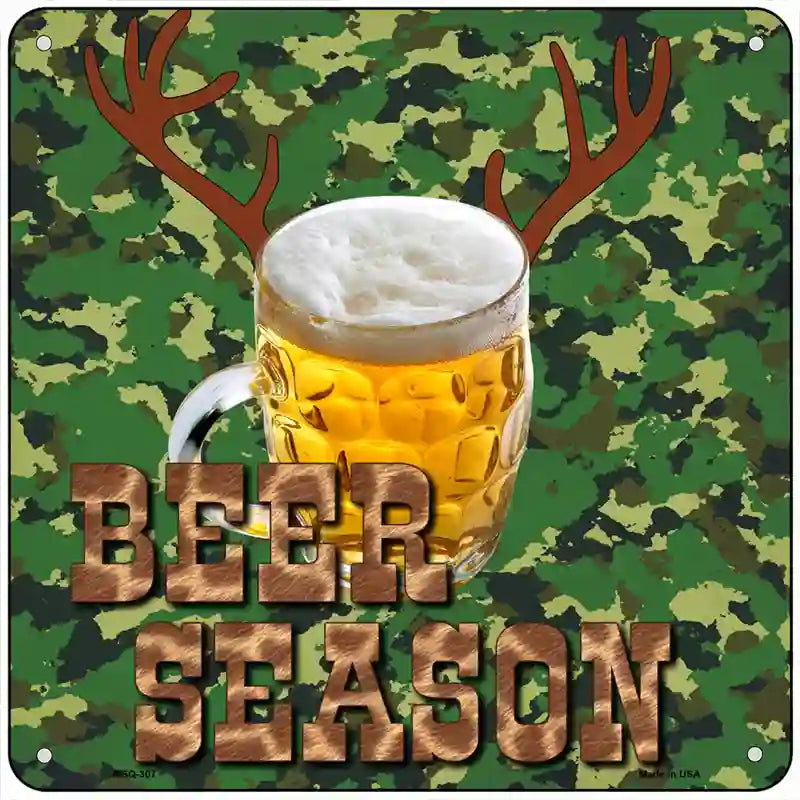 Beer Season Novelty Metal Square Sign 6" (MSQ)