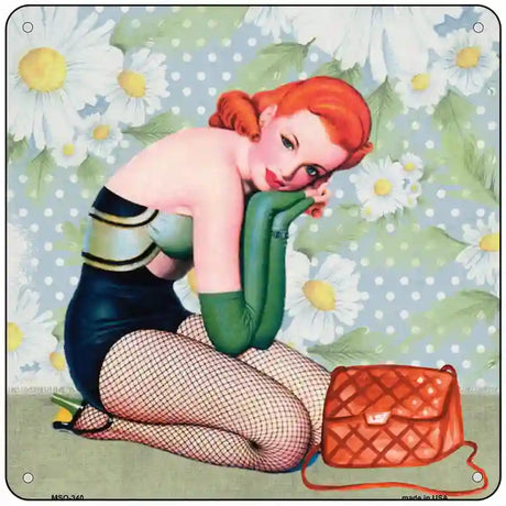 Girl with Purse Novelty Square Sign 6" (MSQ)