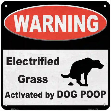 Warning Electrified Grass Novelty Square Sign 6" (MSQ)