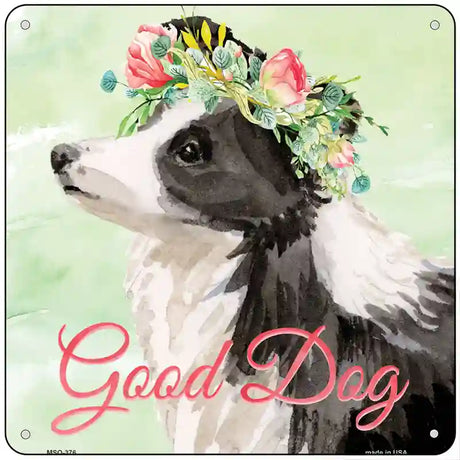 Border Collie Good Dog Novelty Square Sign 6" (MSQ)