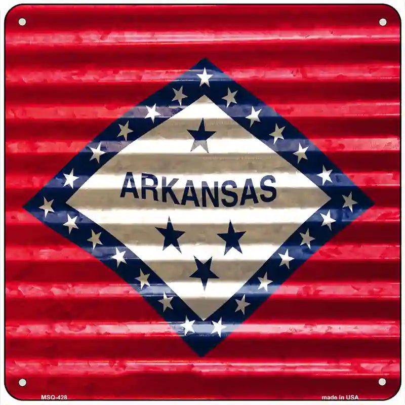 Arkansas Flag Corrugated Effect Novelty Square Sign 6" (MSQ)