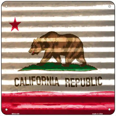 California Flag Corrugated Effect Novelty Square Sign 6" (MSQ)