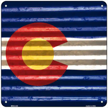 Colorado Flag Corrugated Effect Novelty Square Sign 6" (MSQ)