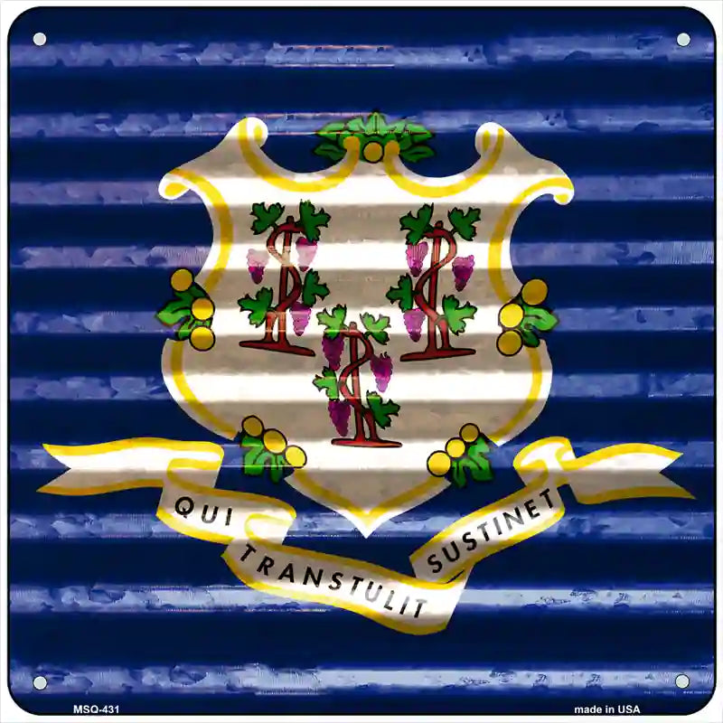 Connecticut Flag Corrugated Effect Novelty Square Sign 6" (MSQ)