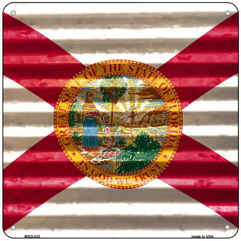 Florida Flag Corrugated Effect Novelty Square Sign 6" (MSQ)