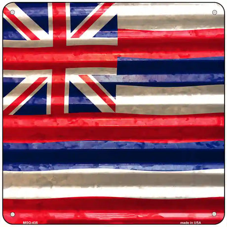 Hawaii Flag Corrugated Effect Novelty Square Sign 6" (MSQ)