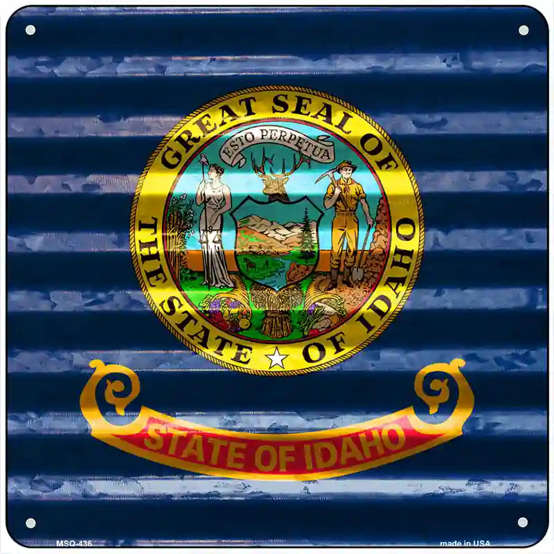 Idaho Flag Corrugated Effect Novelty Square Sign 6" (MSQ)