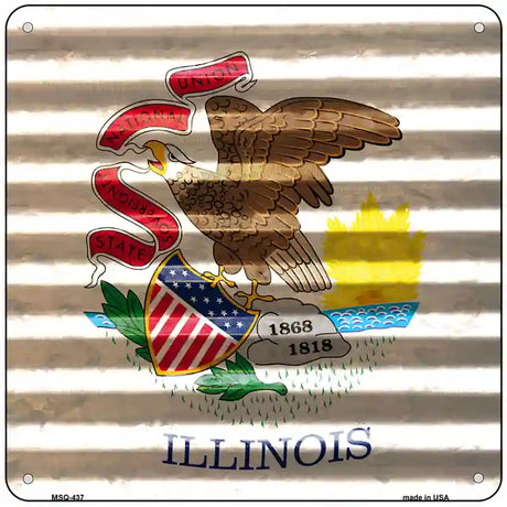 Illinois Flag Corrugated Effect Novelty Square Sign 6" (MSQ)