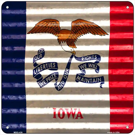 Iowa Flag Corrugated Effect Novelty Square Sign 6" (MSQ)