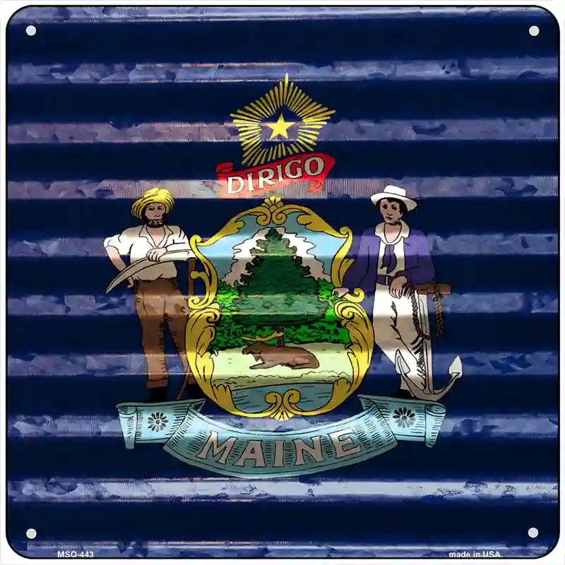 Maine Flag Corrugated Effect Novelty Square Sign 6" (MSQ)