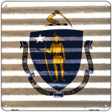 Massachusetts Flag Corrugated Effect Novelty Square Sign 6" (MSQ)