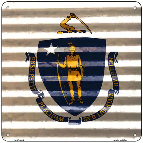 Massachusetts Flag Corrugated Effect Novelty Square Sign 6" (MSQ)