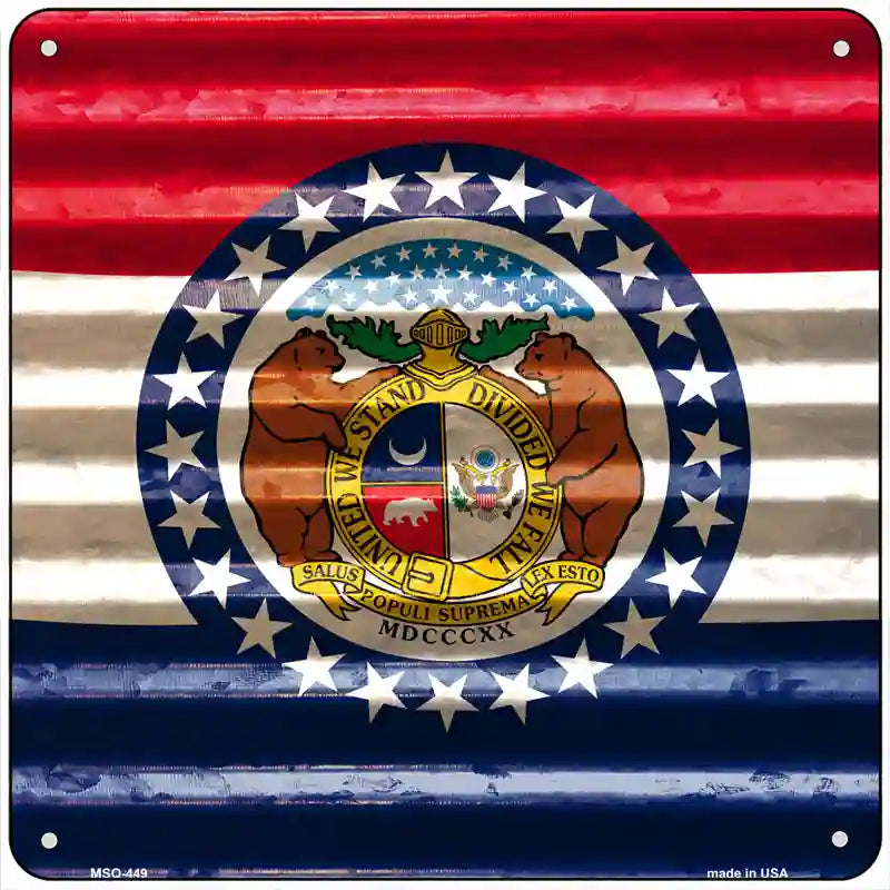 Missouri Flag Corrugated Effect Novelty Square Sign 6" (MSQ)