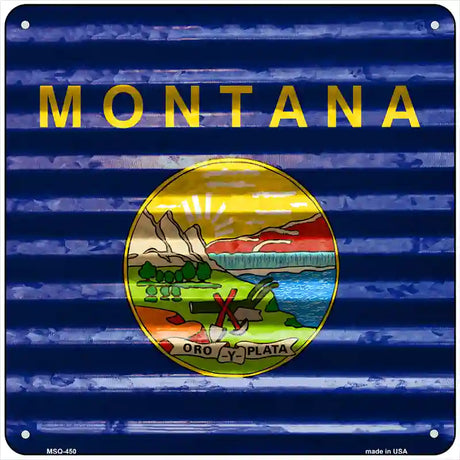 Montana Flag Corrugated Effect Novelty Square Sign 6" (MSQ)