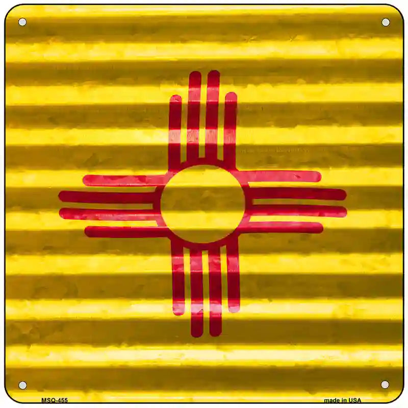 New Mexico Flag Corrugated Effect Novelty Square Sign 6" (MSQ)