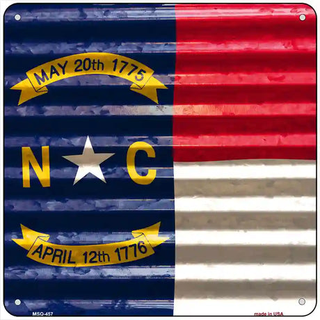 North Carolina Flag Corrugated Effect Novelty Square Sign 6" (MSQ)