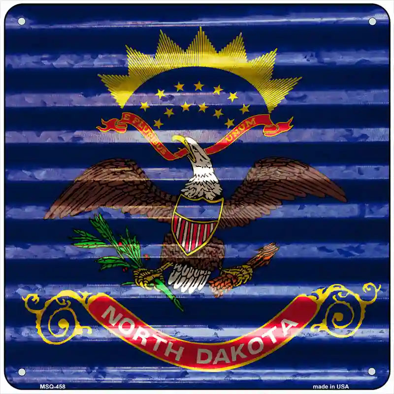 North Dakota Flag Corrugated Effect Novelty Square Sign 6" (MSQ)