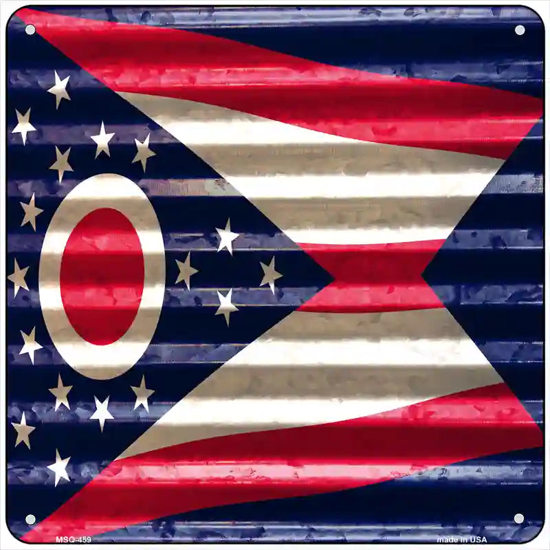 Ohio Flag Corrugated Effect Novelty Square Sign 6" (MSQ)