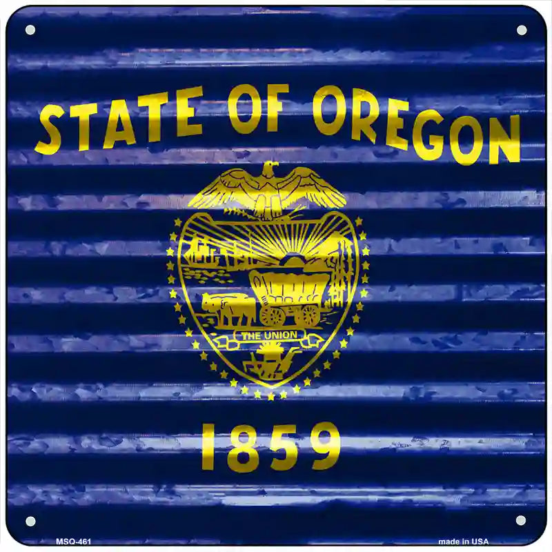 Oregon Flag Corrugated Effect Novelty Square Sign 6" (MSQ)