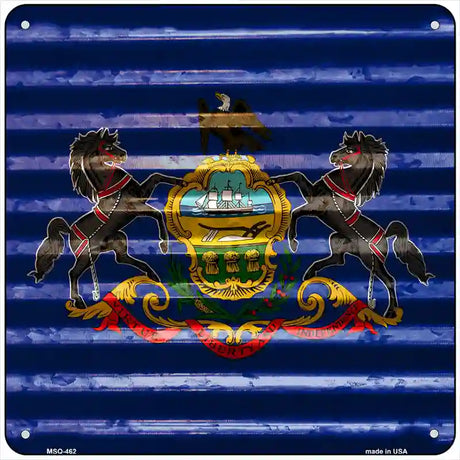 Pennsylvania Flag Corrugated Effect Novelty Square Sign 6" (MSQ)