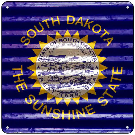 South Dakota Flag Corrugated Effect Novelty Square Sign 6" (MSQ)