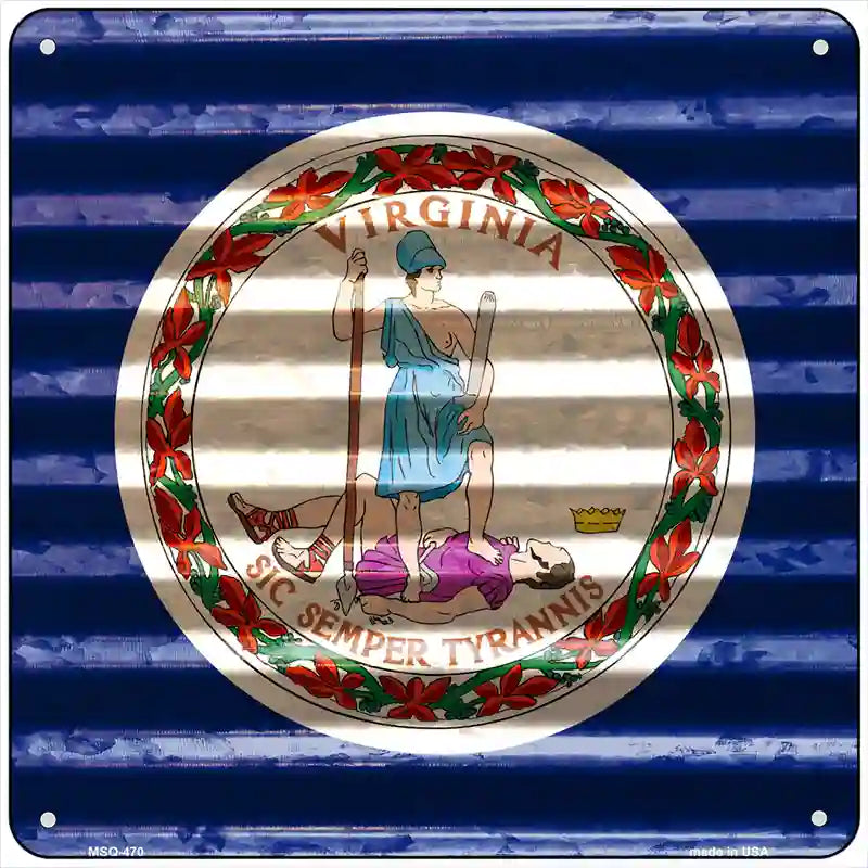 Virginia Flag Corrugated Effect Novelty Square Sign 6" (MSQ)