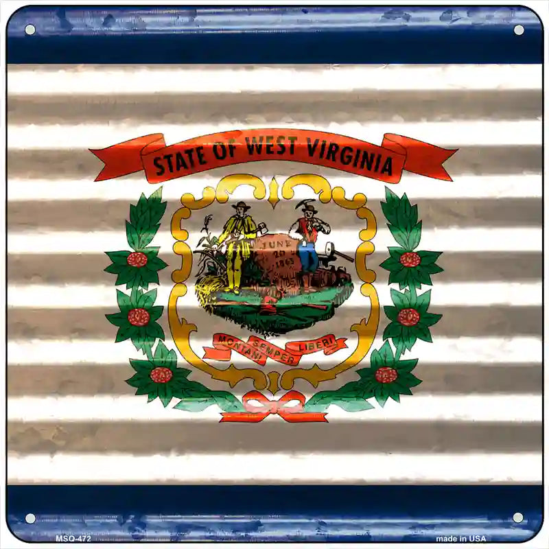 West Virginia Flag Corrugated Effect Novelty Square Sign 6" (MSQ)