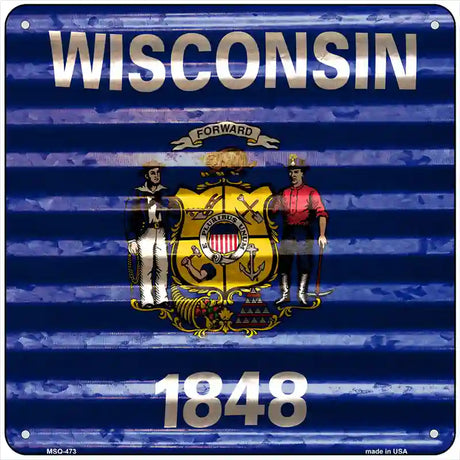 Wisconsin Flag Corrugated Effect Novelty Square Sign 6" (MSQ)