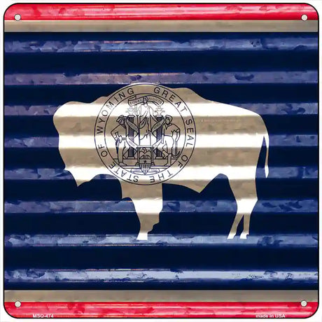 Wyoming Flag Corrugated Effect Novelty Square Sign 6" (MSQ)