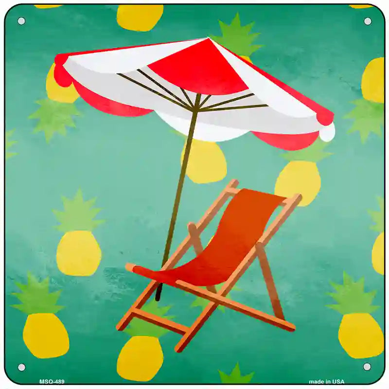 Chair and Umbrella Novelty Square Sign 6" (MSQ)