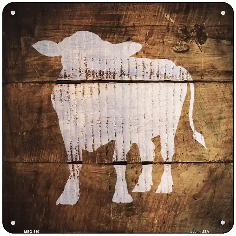 Cow Painted Stencil Novelty Square Sign 6" (MSQ)