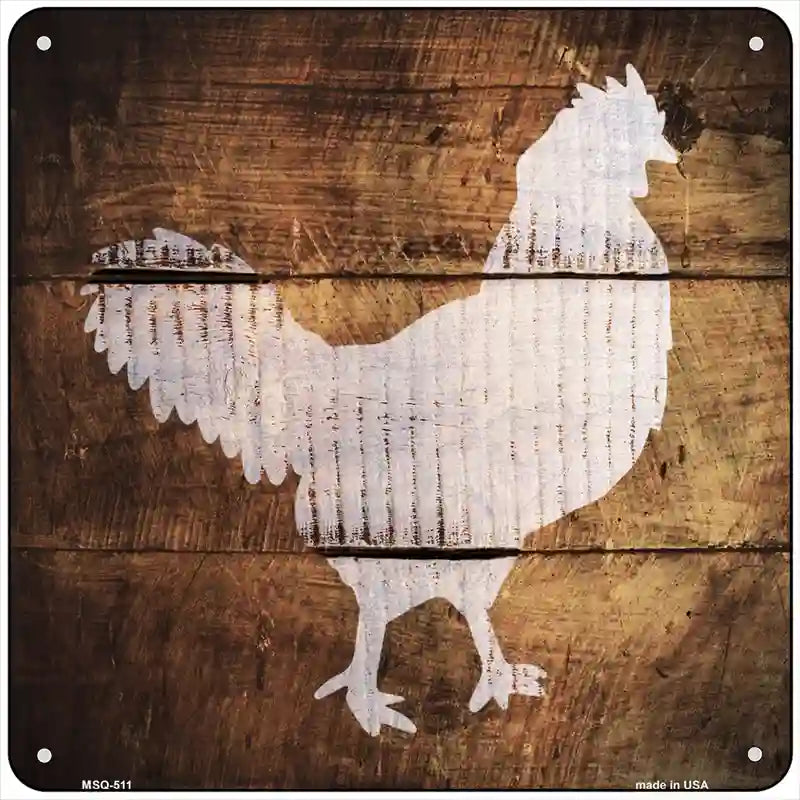 Rooster Painted Stencil Novelty Square Sign 6" (MSQ)