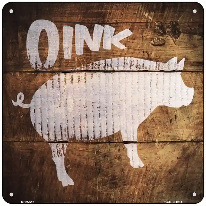 Pig Painted Stencil Novelty Square Sign 6" (MSQ)