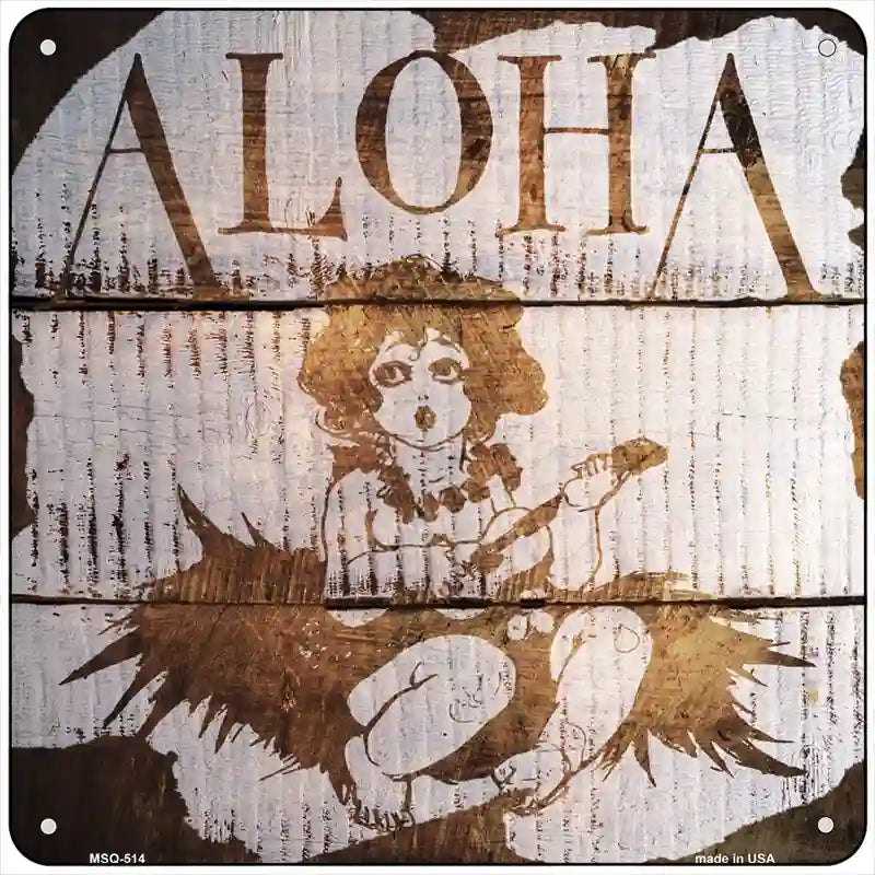 Aloha Painted Stencil Novelty Square Sign 6" (MSQ)