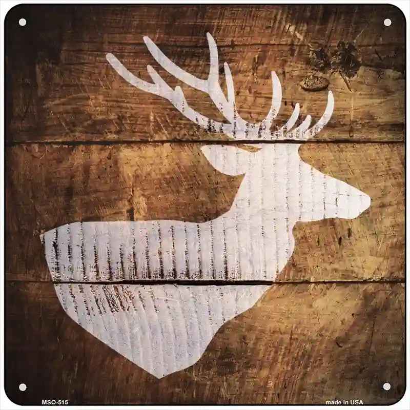 Deer Head Painted Stencil Novelty Square Sign 6" (MSQ)