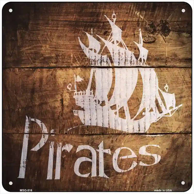 Pirates Painted Stencil Novelty Square Sign 6" (MSQ)