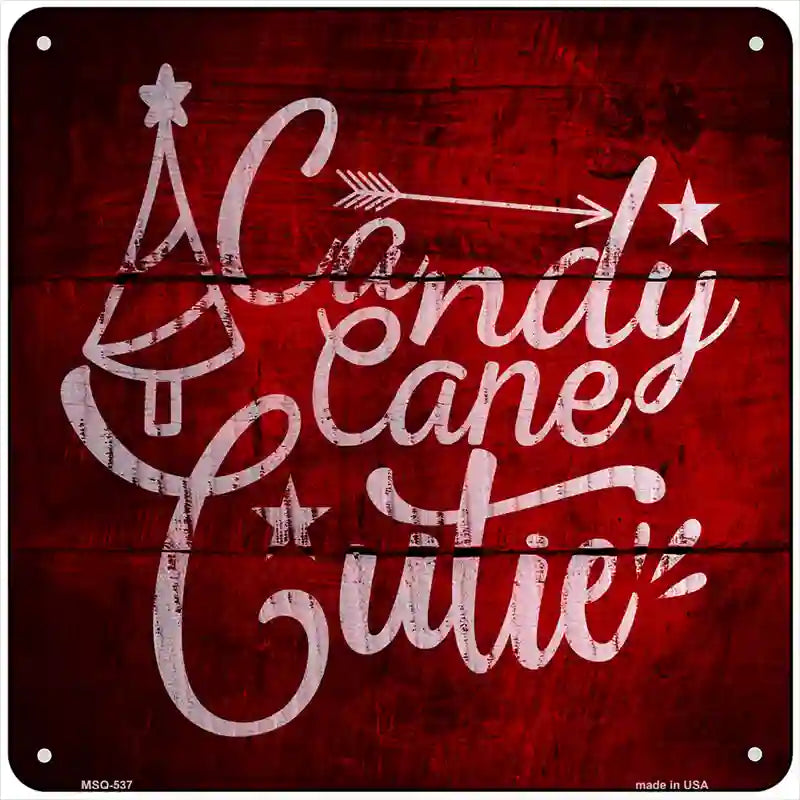 Candy Cane Cutie Novelty Metal Square Sign 6" (MSQ)