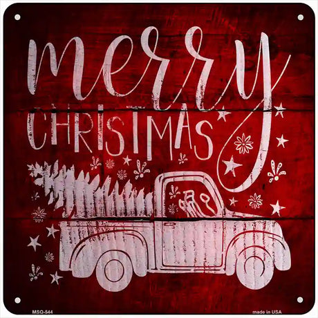 Merry Christmas Novelty Metal Square Sign 6" (MSQ)