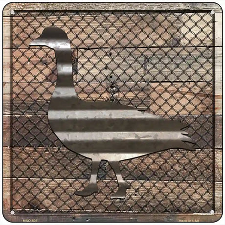 Corrugated Duck on Wood Novelty Metal Square Sign 6" (MSQ)